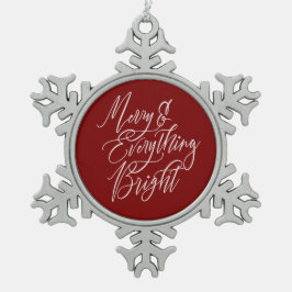 Fröhlich und alles strahlt rot und weiß schneeflocken Zinn-Ornament
