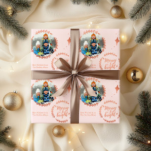 Fröhlich und Hell Benutzerdefiniertes Foto Rosa un Geschenkpapier
