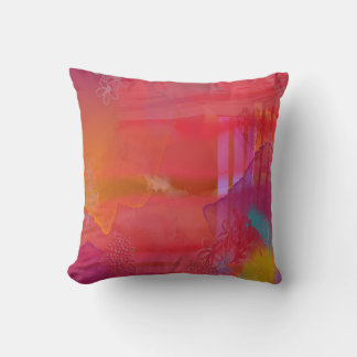 Fröhlich und hell, bunte Mixed-Media-Kunst Kissen