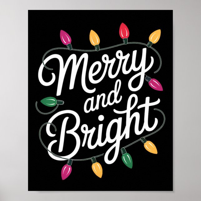 Fröhlich und hell gemütlich Weihnachtsleuchten äst Poster (Vorne)