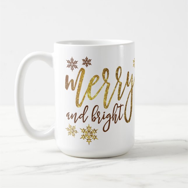 Fröhlich und hell - Goldene Weihnachtsfeier - Tass Kaffeetasse (Links)
