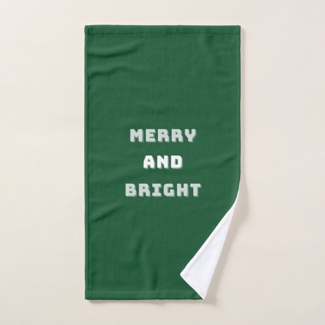Fröhlich und hell, grüne Weihnachtskunst, Urlaub Handtuch (Handtuch)