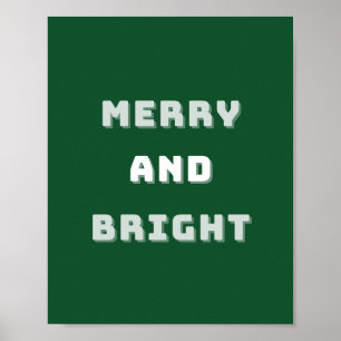 Fröhlich und hell, grüne Weihnachtskunst, Urlaub Poster