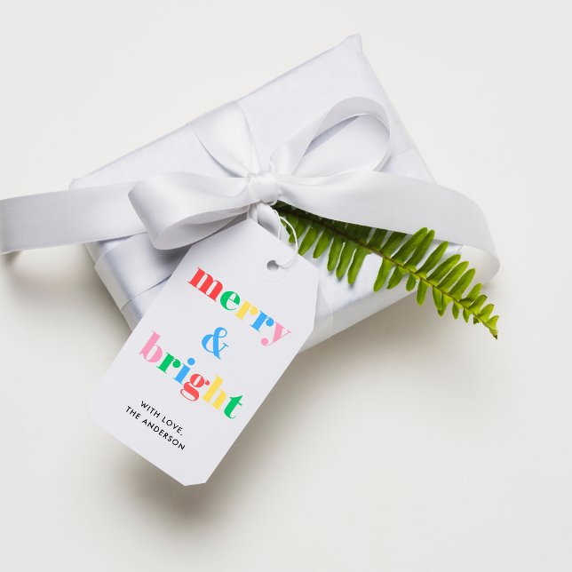 Fröhlich und hell Moderne farbenfrohe Weihnachten Geschenkanhänger (Von Creator hochgeladen)