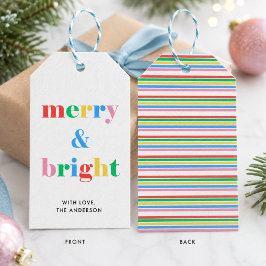 Fröhlich und hell Moderne farbenfrohe Weihnachten Geschenkanhänger