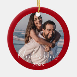 fröhlich und hell | Moderne Typografie Rote Weihna Keramik Ornament