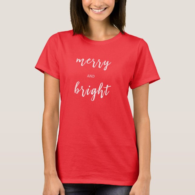 fröhlich und strahlend rotes Ferien T-Shirt (Vorderseite)