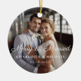 Fröhlich und Verheiratet! Elegant, simpel, Foto Keramik Ornament