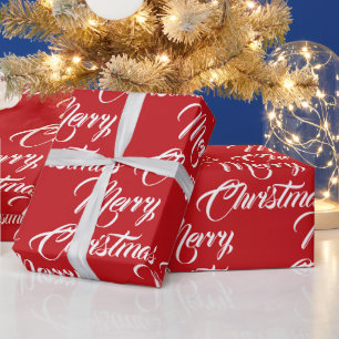 Fröhlich Weihnachts Rot-weiße benutzerdefinierte Geschenkpapier