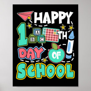 Fröhliche 100 Schultage Apfel Lehrer Schüler Spaß Poster