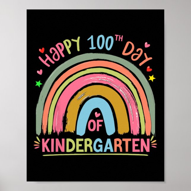 Fröhliche 100 Schultage Lehrerinnen Mädchen Kinder Poster (Vorne)
