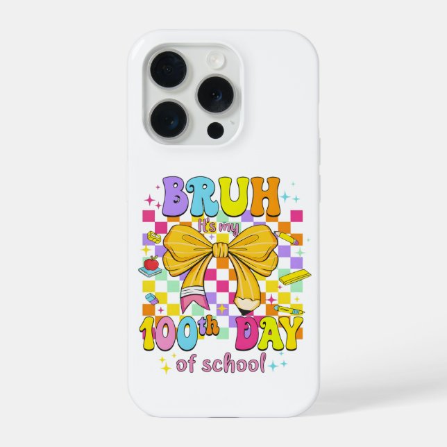 Fröhliche 100 Schultage Rosa Schleife iPhone Hülle (Rückseite)