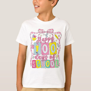 Fröhliche 100 Schultage Rosa Schleife T-Shirt