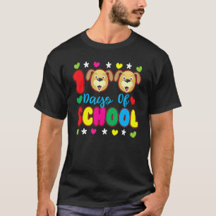 Fröhliche 100 Schultage Süßer Hund Lehrer Schüler T-Shirt
