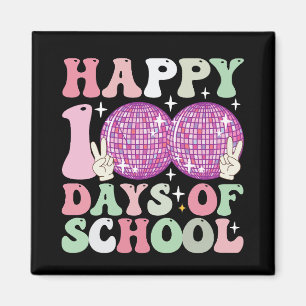 Fröhliche 100 Tage Schule Disco Kugel Groovy Retro Magnet