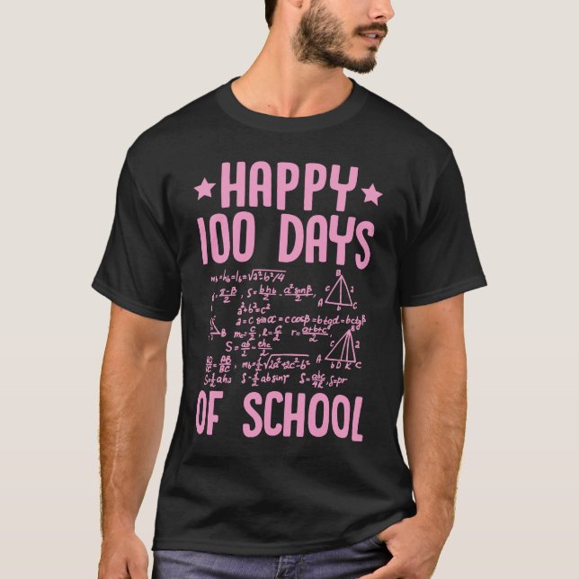 Fröhliche 100 Tage Schule Mathelehrer Gleichungen  T-Shirt (Vorderseite)