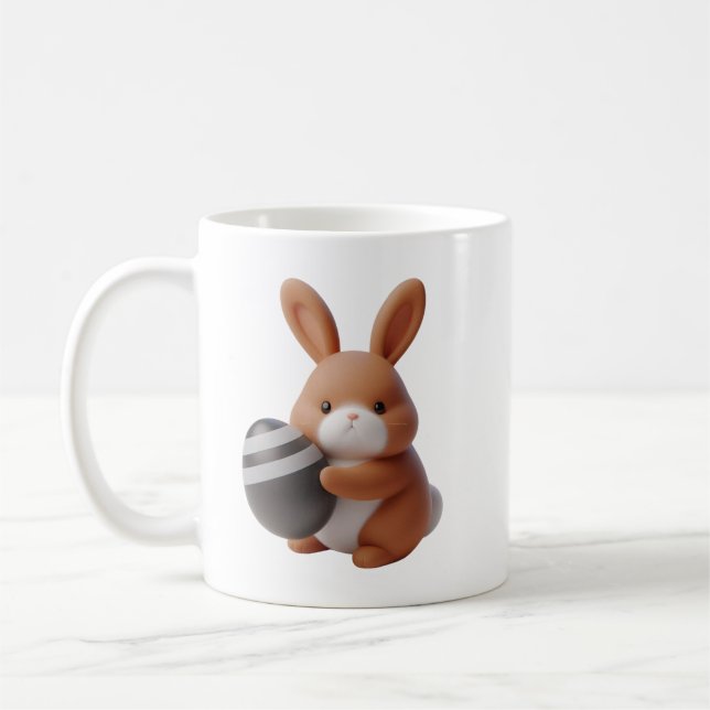 Fröhliche 3D Ostersonne mit dekoriertem Ei Kaffeetasse (Links)