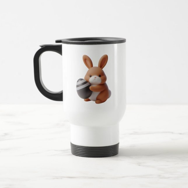 Fröhliche 3D Ostersonne mit dekoriertem Ei Reisebecher (Links)