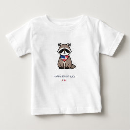 Fröhliche 4. Juli patriotische Waschbär-Kunst Baby T-shirt