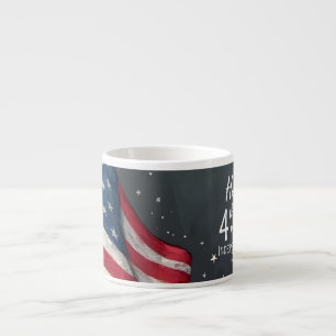 Fröhliche 4. Juli Vintage-Flaggen-Illustrationskun Espressotasse