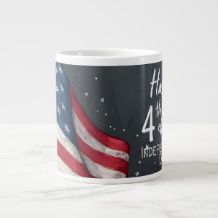 Fröhliche 4. Juli Vintage-Flaggen-Illustrationskun Jumbo-Tasse