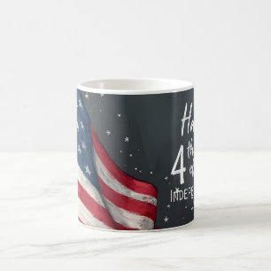 Fröhliche 4. Juli Vintage-Flaggen-Illustrationskun Kaffeetasse