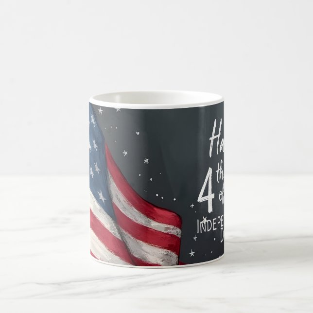 Fröhliche 4. Juli Vintage-Flaggen-Illustrationskun Kaffeetasse (Mittel)