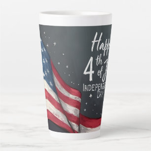 Fröhliche 4. Juli Vintage-Flaggen-Illustrationskun Milchtasse