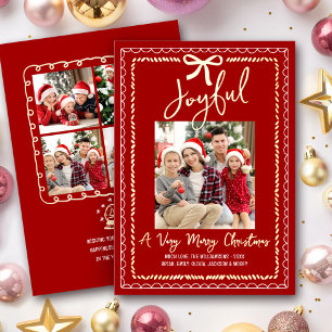 Fröhliche 5 Foto Weihnachts-Spaß-Doodle-Schleife E Folien Feiertagskarte