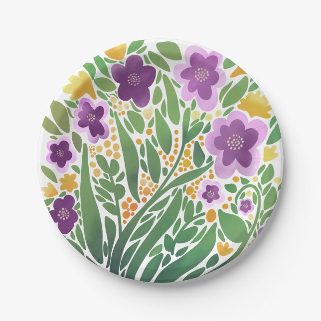 Fröhliche Abstrakte Blüte Pappteller (Vorderseite)