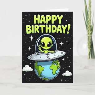 Fröhliche Alien-Geburtstagskarte Karte