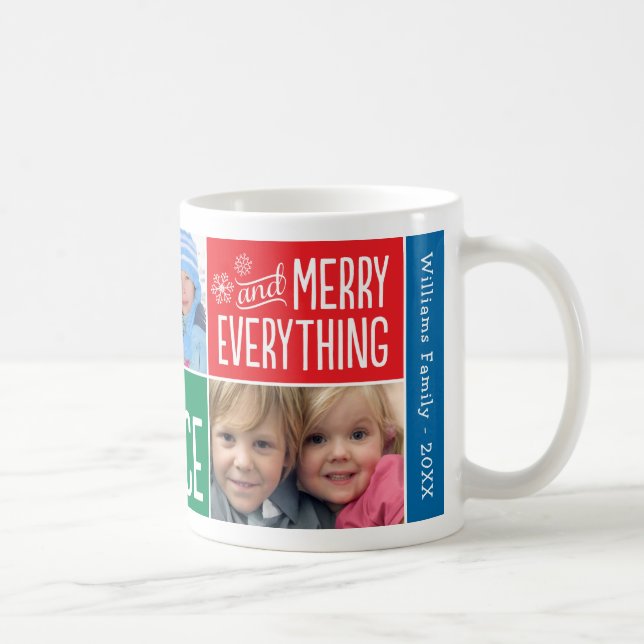 Fröhliche alles farbenfrohe Weihnachtsfoto Collage Kaffeetasse (Rechts)