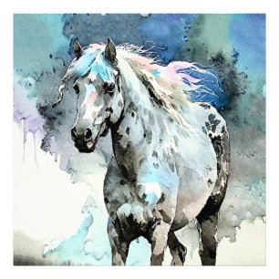 Fröhliche Appaloosa-Stute Aquarell Fotodruck