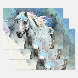 Fröhliche Appaloosa-Stute Aquarell Geschenkpapier Set