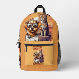 fröhliche Art-Szene bei Sonnenuntergang Bedruckter Rucksack