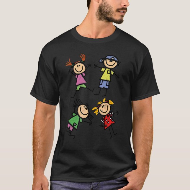 Fröhliche aufstrebende Kinder freuen sich T-Shirt (Vorderseite)