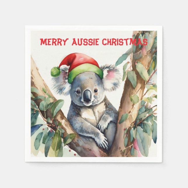 Fröhliche australische Weihnachten Koala  Serviette (Vorderseite)