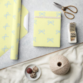 Fröhliche Babygirl-Shower-Preppy-Gelb-&-Blau-Bogen Geschenkpapier