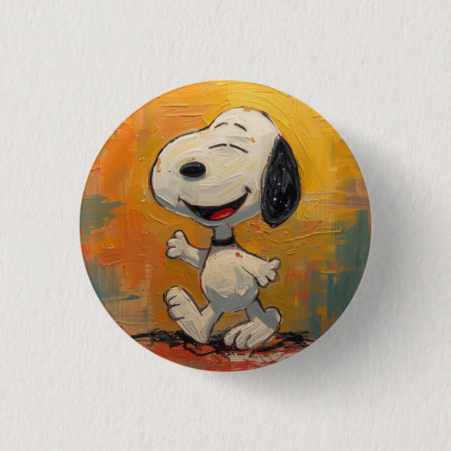 Fröhliche Beagle-Hund-Pop-Art-Malerei Button (Vorderseite)