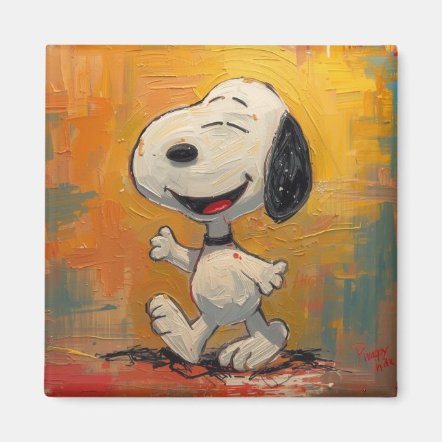 Fröhliche Beagle-Hund-Pop-Art-Malerei Magnet (Vorne)