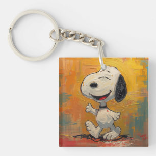 Fröhliche Beagle-Hund-Pop-Art-Malerei Schlüsselanhänger