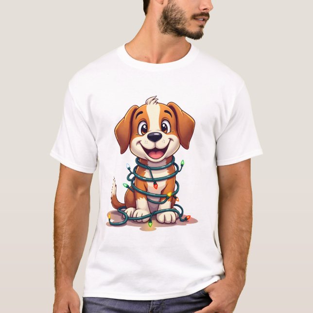 Fröhliche Beagle-Lichter T-Shirt (Vorderseite)