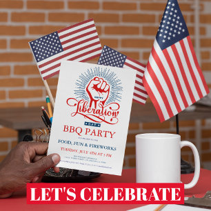 Fröhliche Befreiungstags-Feuerwerk-BBQ-Party-Einla Einladung