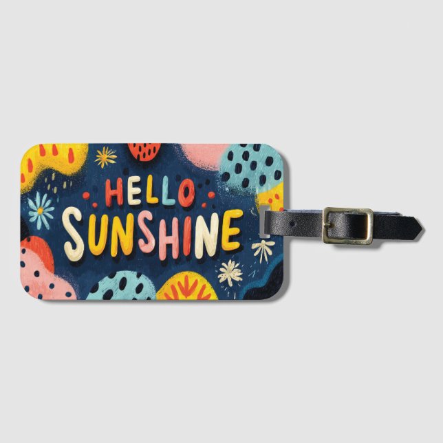 Fröhliche Begrüßung "Hallo Sunshine" Gepäckanhänger (Vorderseite (Horizontal))