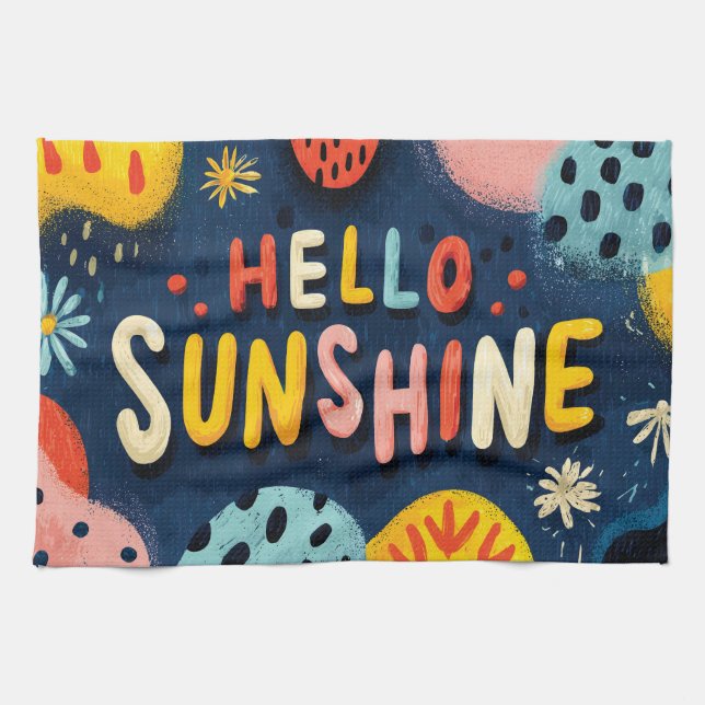 Fröhliche Begrüßung "Hallo Sunshine" Geschirrtuch (Horizontal)
