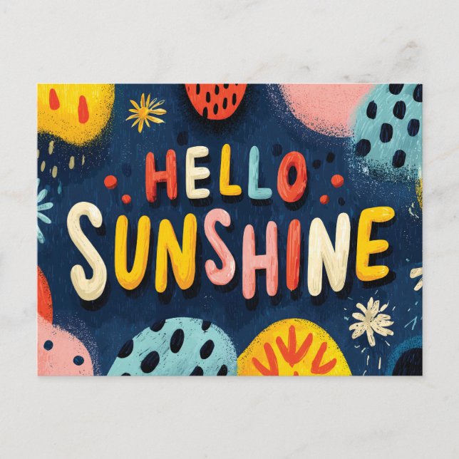 Fröhliche Begrüßung "Hallo Sunshine" Postkarte (Vorderseite)