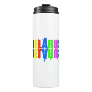 Fröhliche Belarus Farbige Buchstaben Thermosbecher