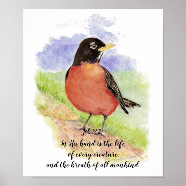 Fröhliche Bibelschrift von Robin Watercolor Poster (Vorne)