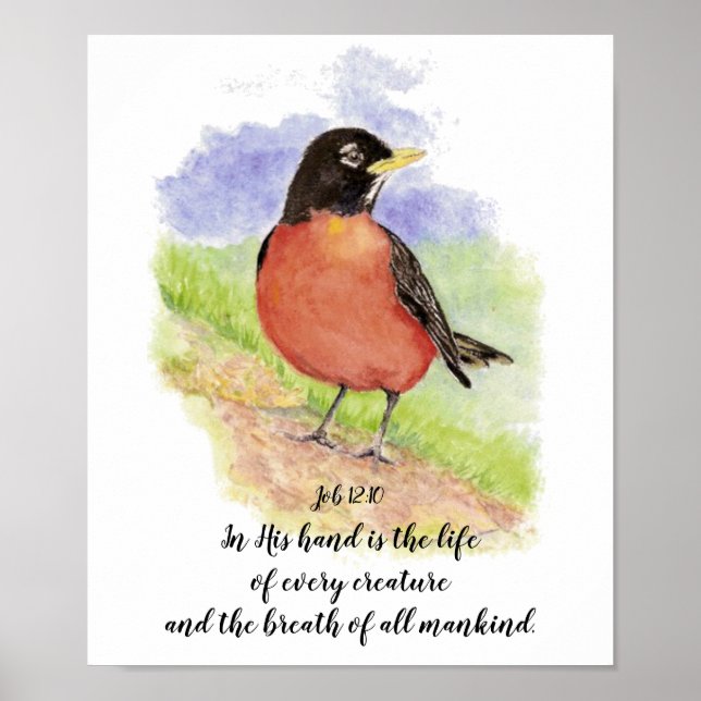 Fröhliche Bibelschrift von Robin Watercolor Poster (Vorne)