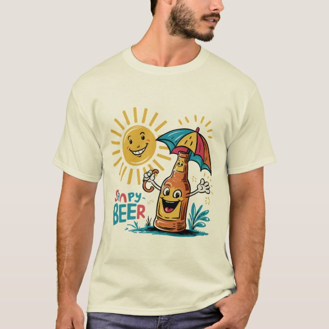 Fröhliche Bierflasche und sonniger T - Shirt (Vorderseite)